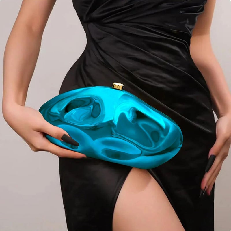NEWROGENG Acrylic Clutch Purse for Women Evening Bag, Irregular Shell Acrylic Purse Box Clutch with Chain for Party Wedding Prom - Image 4